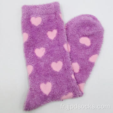 Chaussettes de chaleur violette en fil pour plumes